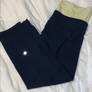 Lululemon high rise capris navy and yellow